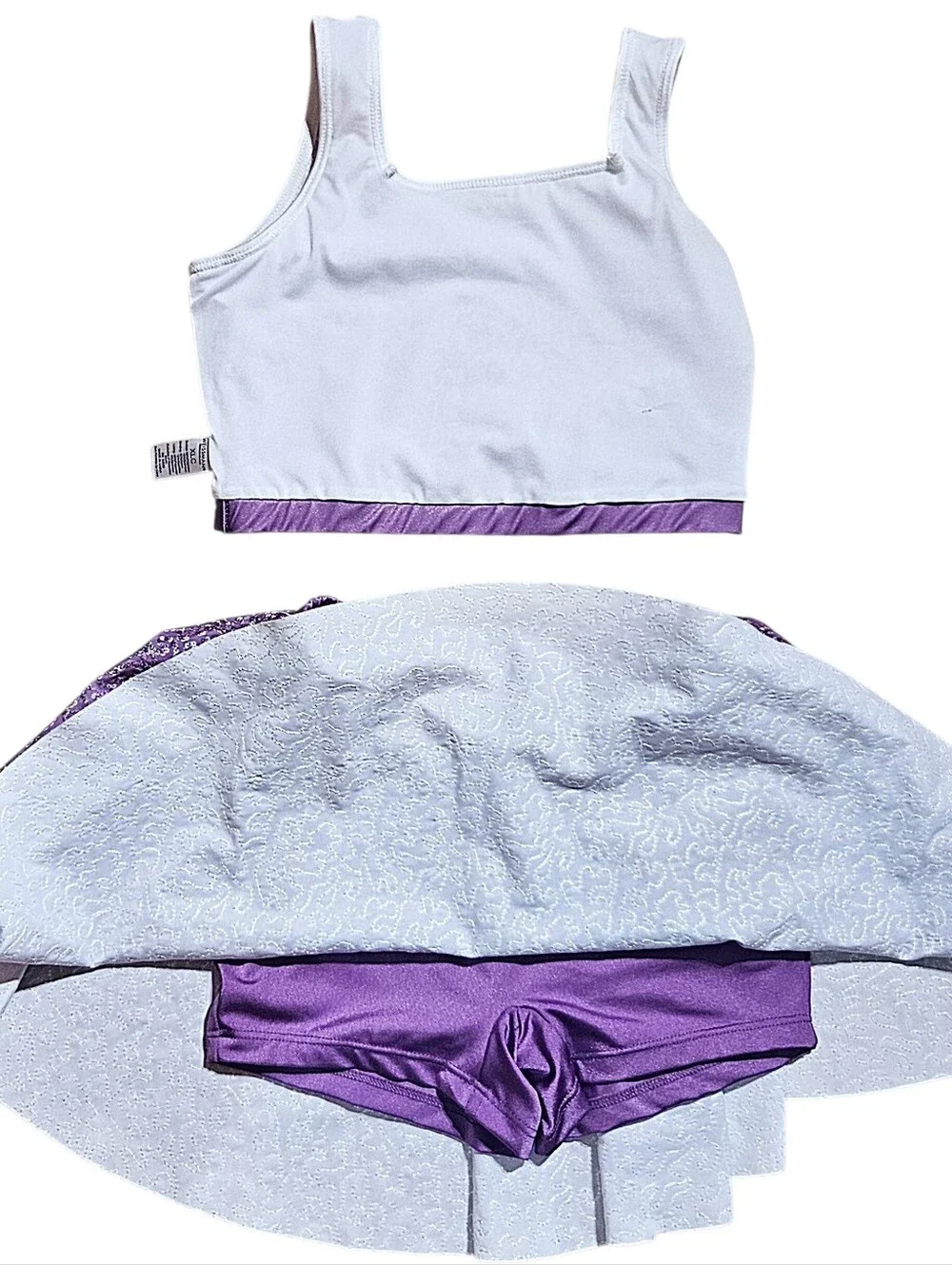 Weissman Showtime Two Piece Purple & White Sequins Dance Solo Jazz Costume XLC